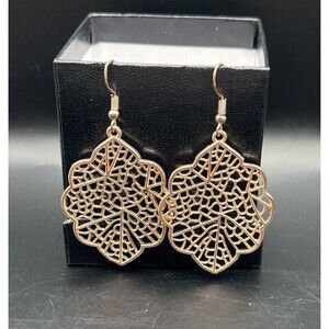 Paparazzi Meadow Mosaic Earrings Rose Gold Earthy Flower Leaf Hook Back Dangle